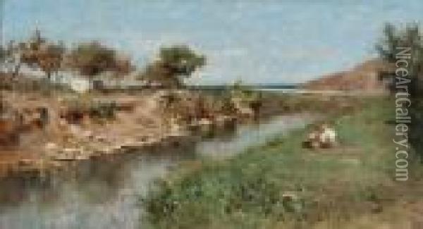 Pique-nique En Bord De Riviere Oil Painting - Adolphe Appian