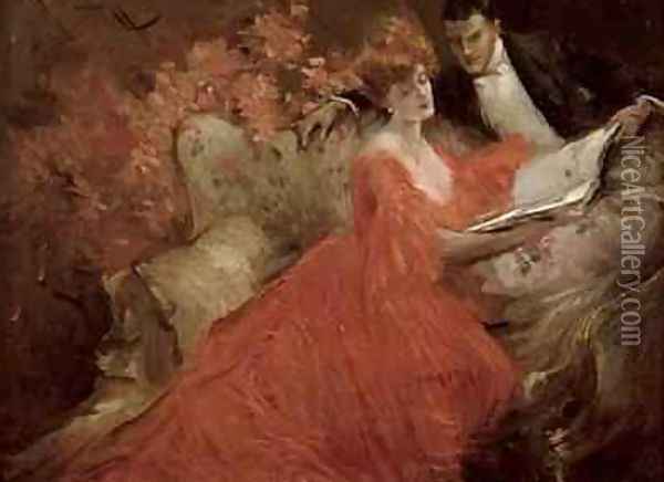 Flirtation, 1910 Oil Painting - Reginald Pannett