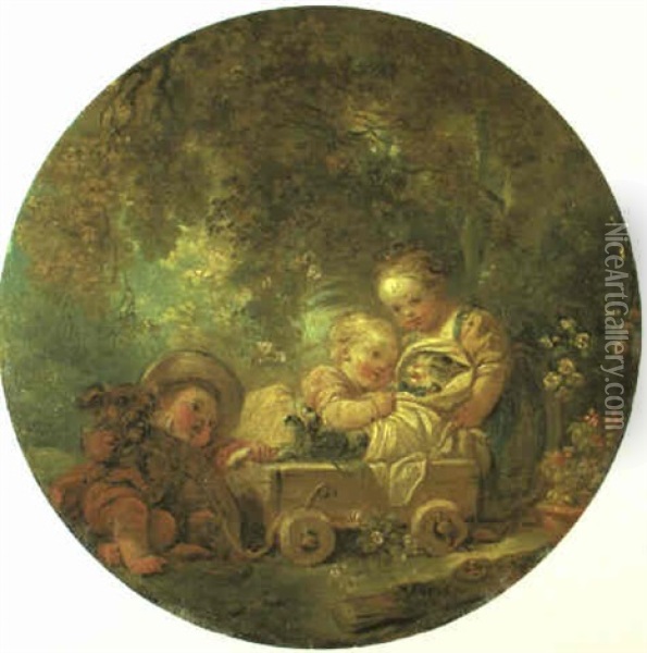 Les Enfants Jouant Avec Un Chat Oil Painting - Jean-Honore Fragonard