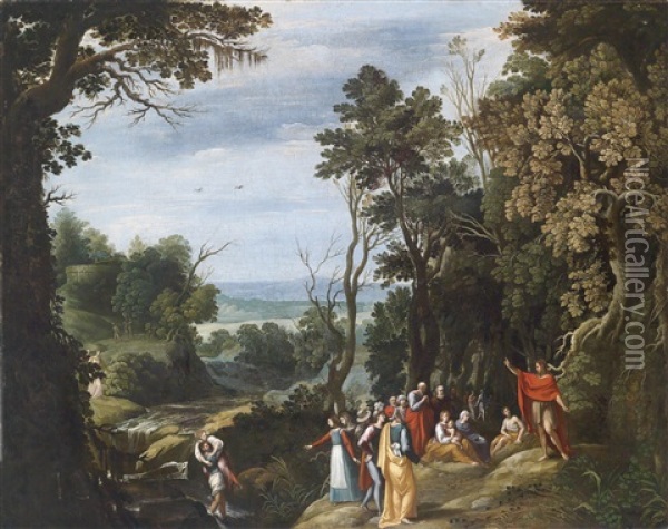 Die Predigt Johannes Des Taufers Oil Painting - Jacopo (da Empoli) Chimenti