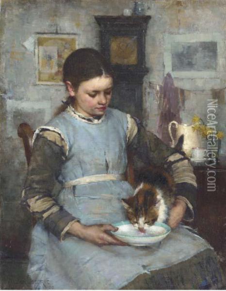 A New Arrival Oil Painting - Walter Frederick Osborne