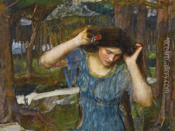 Vain Lamorina, A Study For Lamia Oil Painting - John William Waterhouse