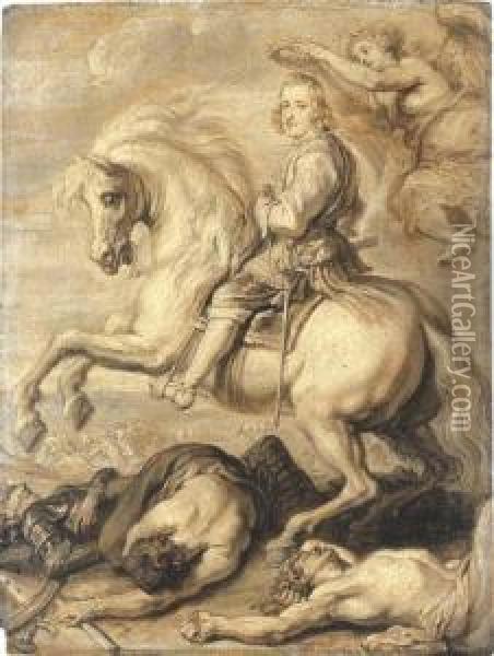Equestrian Portrait Of Cardinal Infante Ferdinand Of Austria Oil Painting - Abraham Jansz. van Diepenbeeck