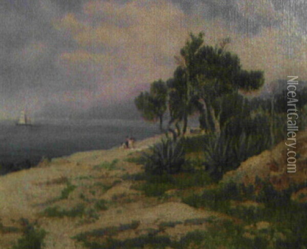 Strand Bei Bordighera Oil Painting - Josef Schoyerer