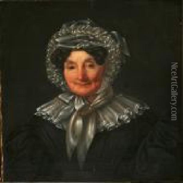 Portait Of A Woman Witha Bonnet Oil Painting - David Monies