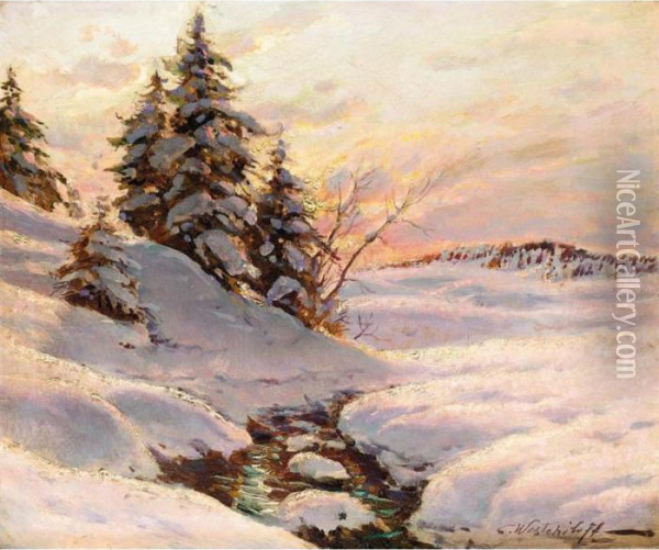 Winter Sun Oil Painting - Constantin Alexandr. Westchiloff