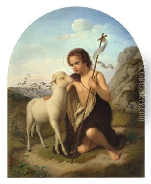 Johannes Der Taufer Als Kind (ecce Agnus Dei) Oil Painting - Andreas Johann Jakob Mueller