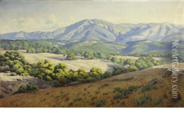Mount Hood From Near The Ruins Of Jack London's Home, Sonoma County, California Oil Painting - Louis Edward Rea