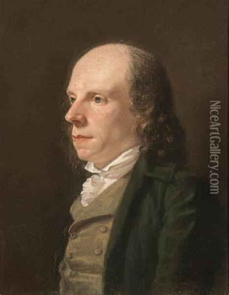 A Portrait Of John Flaxman, R.a. Oil Painting - John Raphael Smith