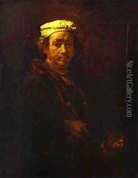Self Portrait At The Easel 1660 Oil Painting - Harmenszoon van Rijn Rembrandt