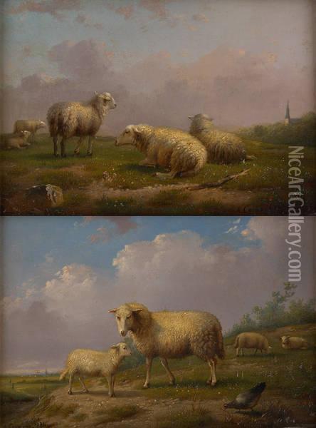 Moutons Dansun Paysage Oil Painting - Auguste Coomans