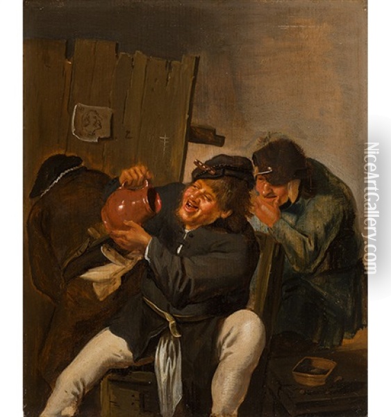 Taverne Mit Lachenden Und Trinkenden Mannern Oil Painting - Adriaen Brouwer