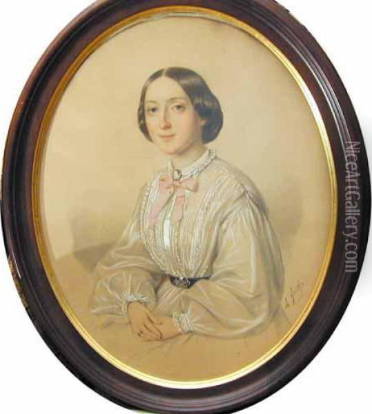 Portret Mlodej Kobiety Oil Painting - August Gosch