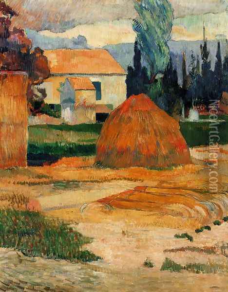 Haystack Near Arles Oil Painting - Paul Gauguin
