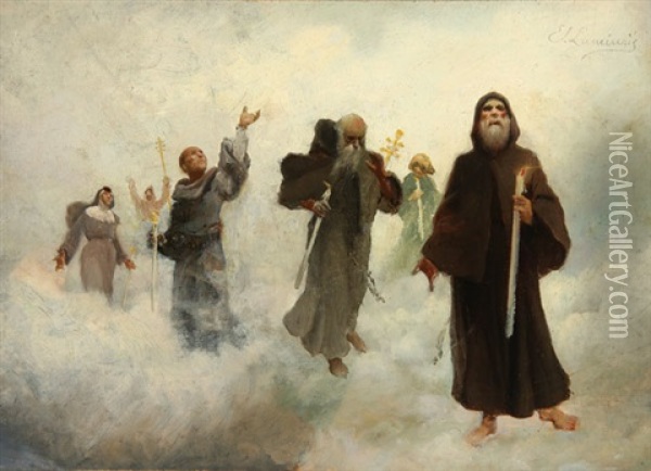 Communion Of Saints Oil Painting - Evariste Vital Luminais