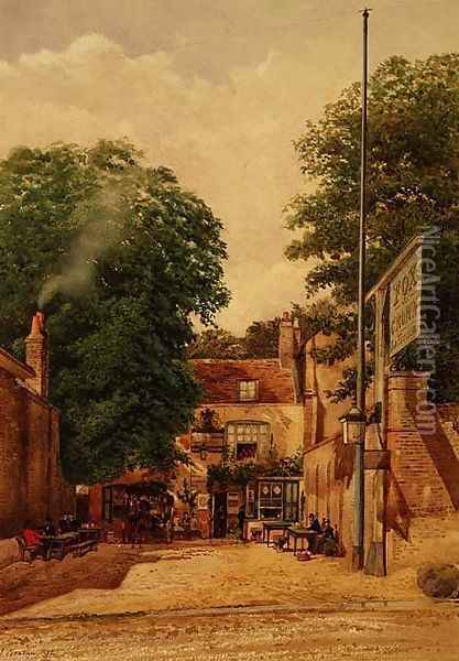 The Fox and Crown, Highgate Oil Painting - John Crowther