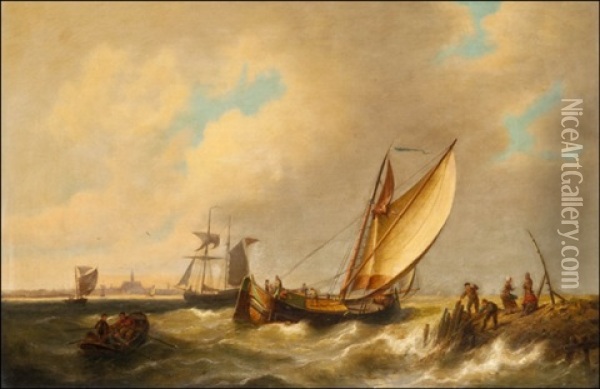 Ships Of Haarlem Oil Painting - Pieter Cornelis Dommershuijzen