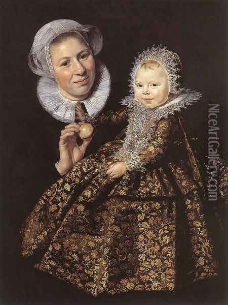 Catharina Hooft with her Nurse 1619-20 Oil Painting - Frans Hals