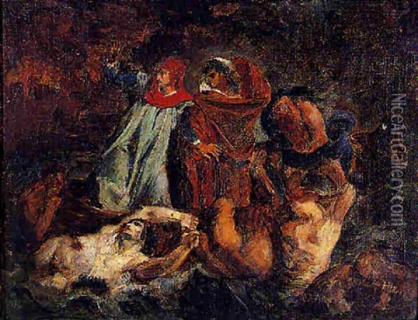 Dante En Los Infiernos Oil Painting - Anna Stebler