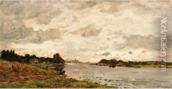 Riverbanks Oil Painting - Hippolyte Camille Delpy
