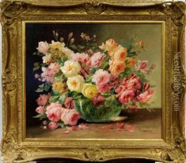[vase Garni De Fleurs.] Oil Painting - Edmond Van Coppenolle