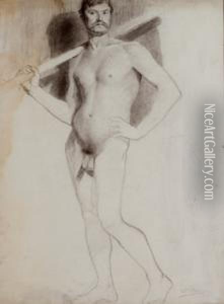 Desnudo Masculino Academico Oil Painting - Ulpiano Checa y Sanz
