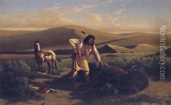 Buffalo Hunt Oil Painting - William de la Montagne Cary