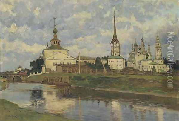 View of Russian church, Perm Oil Painting - Aleksandr Vladimirovich Makovsky