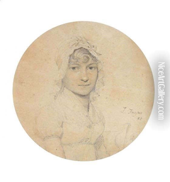 Portrait Of A Young Woman Wearing A Lace Bonnet Oil Painting - Jean Auguste Dominique Ingres