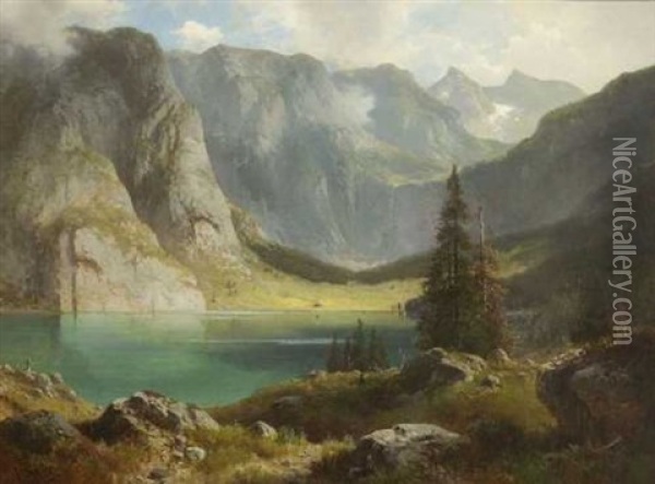 Am Obersee Bei Berchtesgaden Oil Painting - Ludwig Sckell