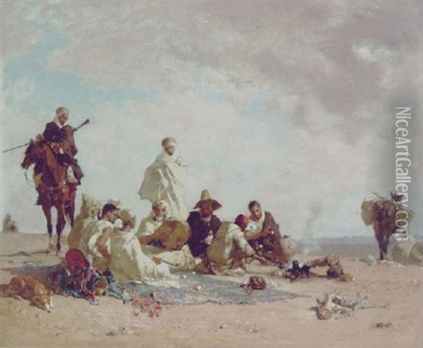 La Halte En Algerie Oil Painting - Gustave Achille Guillaumet