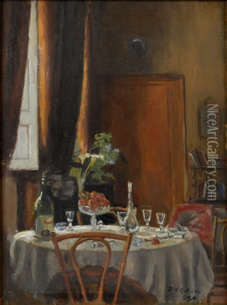 A Dining Room Interior Oil Painting - Patrick William Adam