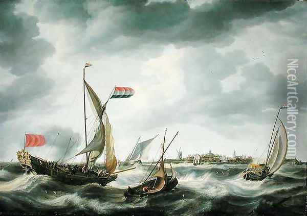Ships at Sea Oil Painting - Bonaventura, the Elder Peeters