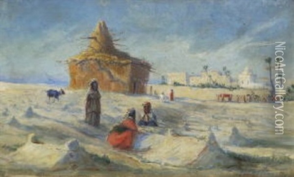 Beduinen Auf Dem Friedhof Bei Der Oase Oil Painting - Ernst Weckerling