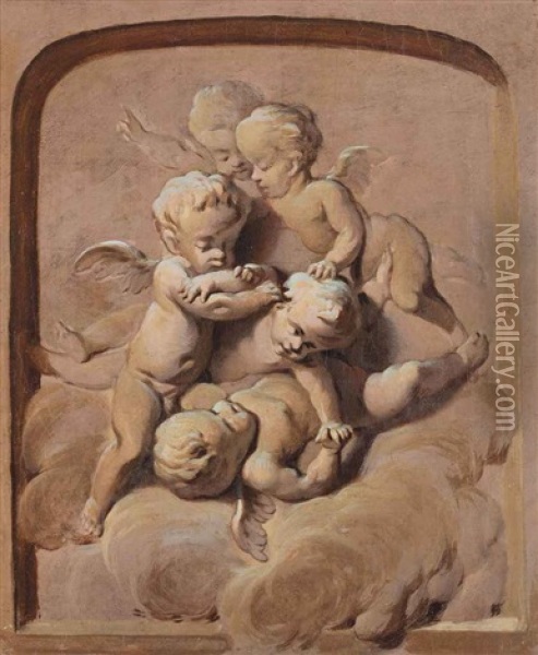 Putti Disporting Oil Painting - Francois Ferriere