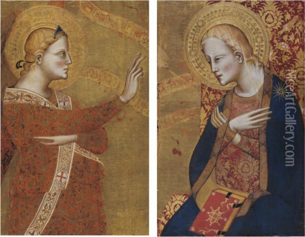 The Archangel Gabriel And The Virgin Annunciate Oil Painting - Giovanni del Biondo
