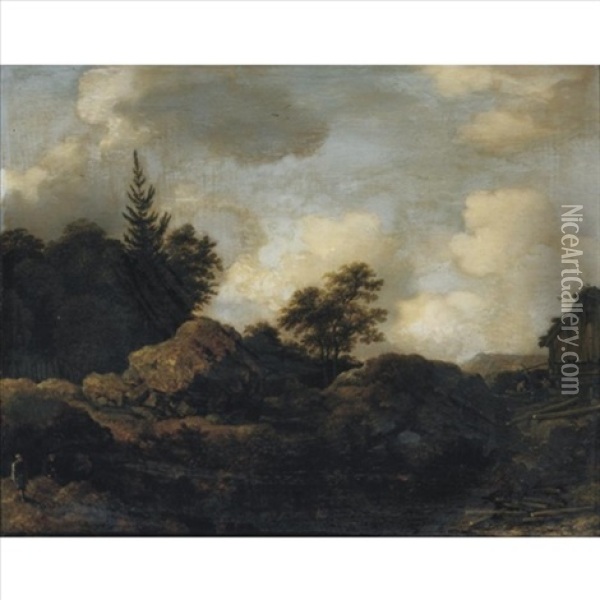 Northern Wooded Landscape Oil Painting - Allaert van Everdingen