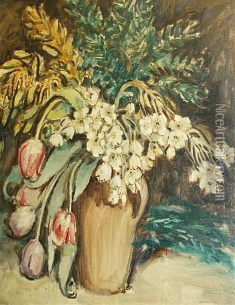 Still Life With Tulips Oil Painting - Anne Wilson Goldthwaite