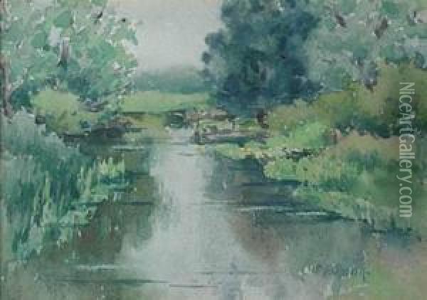 Riverscape Oil Painting - Francis, Francesco Smith