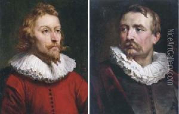 Portrait Of Jacobus De Cachopin; And Portrait Of Adriaen Vanstalbemt Oil Painting - Francesco Gonin