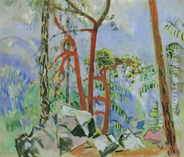 Baumgruppe Im Gebirge Oil Painting - Oskar Moll