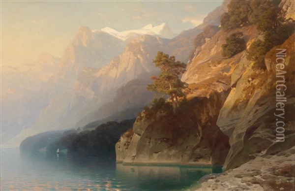 Gebirgslandschaft Mit See Oil Painting - Stanislas Graf Von Kalckreuth