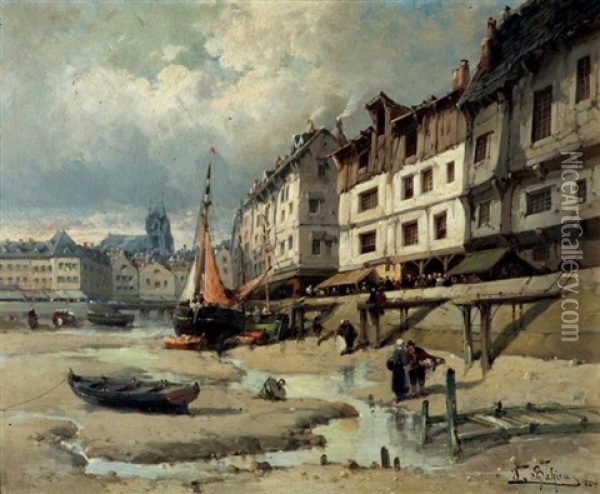 Dieppe ? Oil Painting - Jules Bahieu