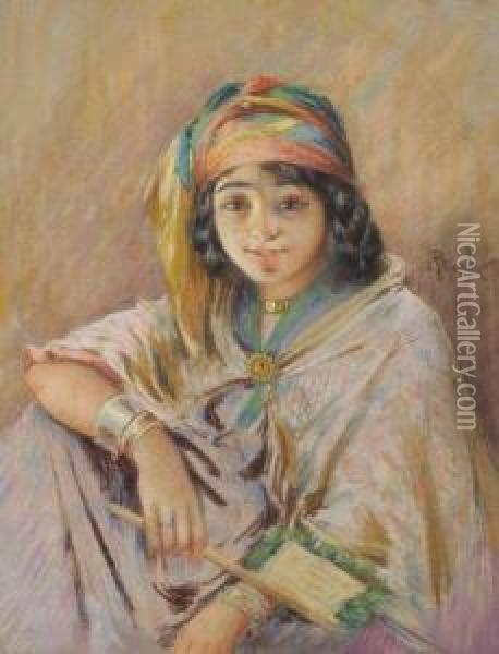 Jeune Berbere Aux Nattes Oil Painting - Alphonse Birck
