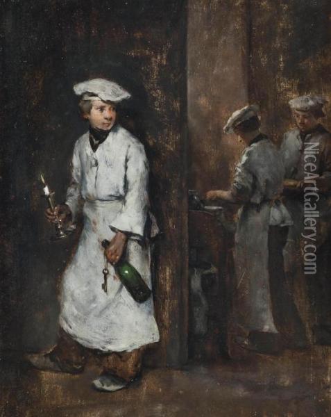 The Young Sommelier Oil Painting - Theodule Augustine Ribot