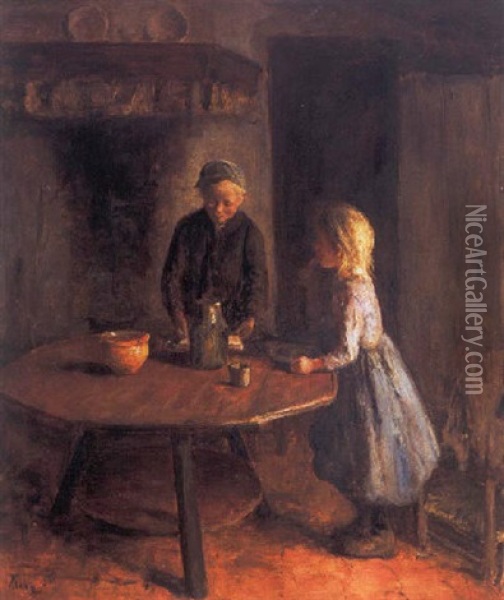 Kinderen In Een Interieur Oil Painting - Jacob Simon Hendrik Kever