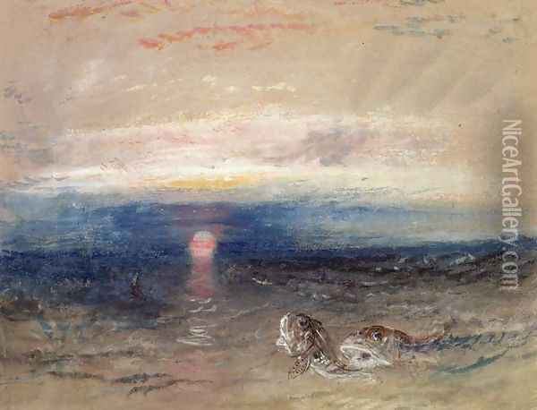 Sunset at Sea with Gurnets Oil Painting - Joseph Mallord William Turner