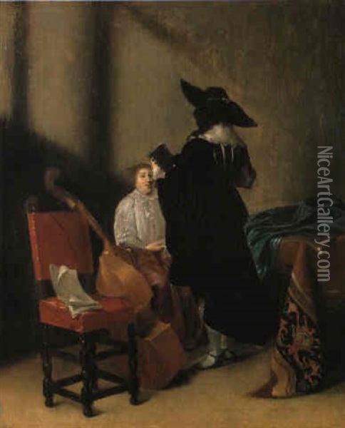 Musikalische Szene Oil Painting - Pieter Jacobs Codde