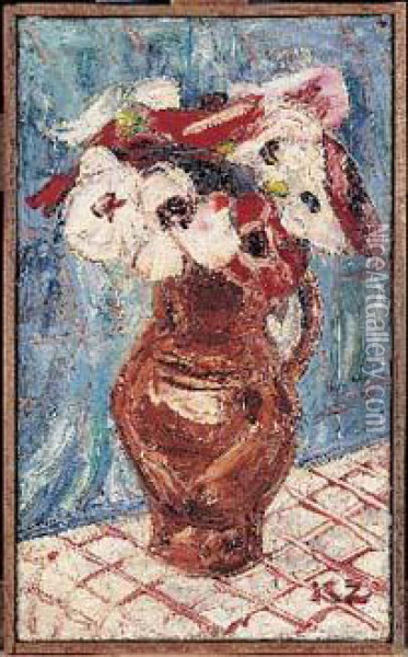 Fleurs Dans Un Vase, Circa 1926 Oil Painting - Kazimierz Zieleniewski