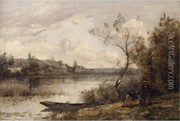 On The Riverbank Oil Painting - Maurice Levis